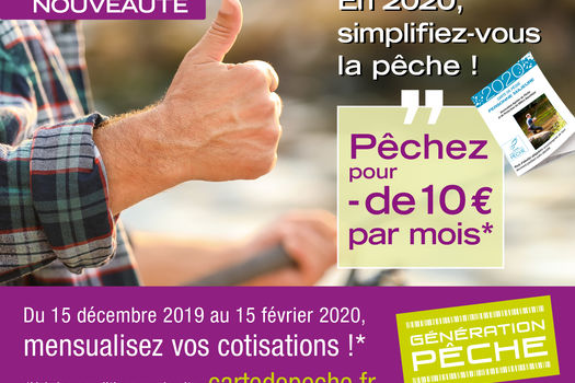 Mensualisation du paiement de la carte de pêche en 2020